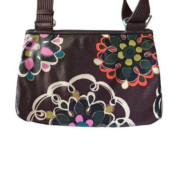 Fossil key-per coated canvas floral crossbody purse bag colorful - Picture 2 of 6